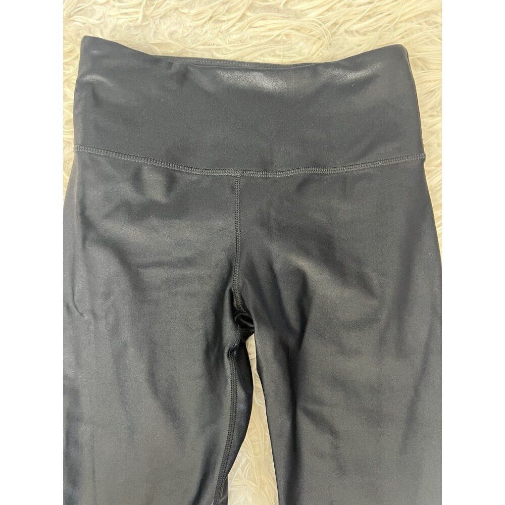 Noli Black Liquid High Rise Leggings Size Small Stretch Pants Shiny 7/8 Length - Picture 2 of 9